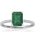 thumbnail image 1 of GemsNY May Birthstone - Emerald Cut Prong Set Emerald Hidden Halo Ring with Petite Pave Set Band For Women (Grade - A | 1.34cttw), 1 of 4