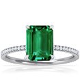 thumbnail image 1 of GemsNY May Birthstone - Emerald Cut Prong Set Emerald Hidden Halo Ring with Petite Pave Set Band For Women (Grade - AAA | 1.84cttw), 1 of 4