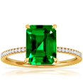 thumbnail image 1 of GemsNY May Birthstone - Emerald Cut Prong Set Emerald Hidden Halo Ring with Petite Pave Set Band For Women (Grade - AAAA | 2.59cttw), 1 of 4