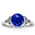 thumbnail image 1 of GemsNY September Birthstone - Celtic Prong Set Round Blue Sapphire Ring with Prong Set Diamonds For Women (Grade - AAAA | 1.69cttw), 1 of 4