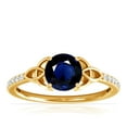 thumbnail image 1 of GemsNY September Birthstone - Celtic Prong Set Round Blue Sapphire Ring with Prong Set Diamonds (Grade - AA | 0.79cttw), 1 of 4