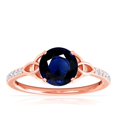thumbnail image 1 of GemsNY September Birthstone - Celtic Prong Set Round Blue Sapphire Ring with Prong Set Diamonds (Grade - AA | 1.19cttw), 1 of 4