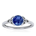 thumbnail image 1 of GemsNY September Birthstone - Celtic Prong Set Round Blue Sapphire Ring with Prong Set Diamonds (Grade - AAA | 0.79cttw), 1 of 4