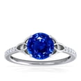 thumbnail image 1 of GemsNY September Birthstone - Celtic Prong Set Round Blue Sapphire Ring with Prong Set Diamonds (Grade - AAAA | 1.19cttw), 1 of 4