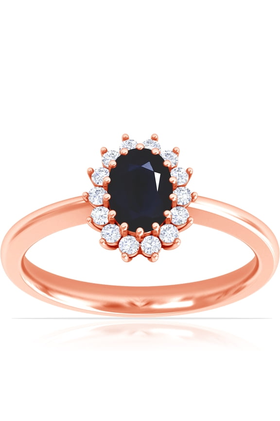 September Birthstone - Classic Princess Diana Replica Oval Sapphire Halo Ring (0.79cttw)