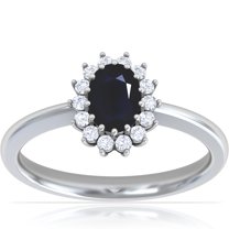 GemsNY September Birthstone - Classic Princess Diana Replica Oval Sapphire Halo Ring (0.79cttw)