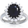 thumbnail image 1 of GemsNY September Birthstone - Classic Princess Diana Replica Oval Sapphire Halo Ring (Grade - A | 3.99cttw), 1 of 4