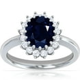 thumbnail image 1 of GemsNY September Birthstone - Classic Princess Diana Replica Oval Sapphire Halo Ring (Grade - AA | 1.91cttw), 1 of 4