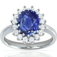 thumbnail image 1 of GemsNY September Birthstone - Classic Princess Diana Replica Oval Sapphire Halo Ring (Grade - AAA | 2.73cttw), 1 of 4