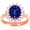 thumbnail image 1 of GemsNY September Birthstone - Classic Princess Diana Replica Oval Untreated Blue Sapphire Halo Ring For Women (Grade - AAAAA | 2.73cttw), 1 of 4