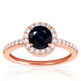 thumbnail image 1 of GemsNY September Birthstone - Classic Round Blue Sapphire Halo Ring with Prong Set Diamonds (Grade - A | 1.35cttw), 1 of 4