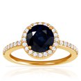 thumbnail image 1 of GemsNY September Birthstone - Classic Round Blue Sapphire Halo Ring with Prong Set Diamonds (Grade - A | 1.85cttw), 1 of 4