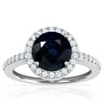 thumbnail image 1 of GemsNY September Birthstone - Classic Round Blue Sapphire Halo Ring with Prong Set Diamonds (Grade - A | 2.61cttw), 1 of 4