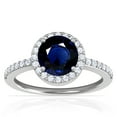 thumbnail image 1 of GemsNY September Birthstone - Classic Round Blue Sapphire Halo Ring with Prong Set Diamonds (Grade - AA | 1.85cttw), 1 of 4