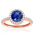 thumbnail image 1 of GemsNY September Birthstone - Classic Round Blue Sapphire Halo Ring with Prong Set Diamonds (Grade - AAA | 1.85cttw), 1 of 4