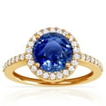 thumbnail image 1 of GemsNY September Birthstone - Classic Round Blue Sapphire Halo Ring with Prong Set Diamonds (Grade - AAA | 2.61cttw), 1 of 4
