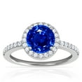 thumbnail image 1 of GemsNY September Birthstone - Classic Round Blue Sapphire Halo Ring with Prong Set Diamonds (Grade - AAAA | 1.85cttw), 1 of 4