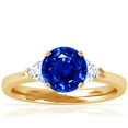 thumbnail image 1 of GemsNY September Birthstone - Classic Round Blue Sapphire Three Stone Ring with Trillion Cut Side Diamonds For Women (Grade - AAAA | 1.29cttw), 1 of 4