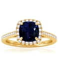 thumbnail image 1 of GemsNY September Birthstone - Classic Square Cushion Blue Sapphire Halo Ring with Pave Set Diamonds (Grade - AA | 1.46cttw), 1 of 4