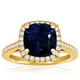 thumbnail image 1 of GemsNY September Birthstone - Classic Square Cushion Blue Sapphire Halo Ring with Pave Set Diamonds (Grade - AA | 2.14cttw), 1 of 4