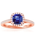 thumbnail image 1 of GemsNY September Birthstone - Classic Square Cushion Blue Sapphire Halo Ring with Pave Set Diamonds (Grade - AAA | 1.01cttw), 1 of 4