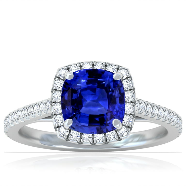 GemsNY September Birthstone Classic Square Cushion Blue Sapphire