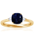 thumbnail image 1 of GemsNY September Birthstone - Classic Square Cushion Blue Sapphire Three Stone Ring with Trillion Cut Side Diamonds For Women (Grade - AA | 1.34cttw), 1 of 4