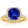 thumbnail image 1 of GemsNY September Birthstone - Classic Square Cushion Untreated Blue Sapphire Halo Ring with Pave Set Diamonds For Women (Grade - AAAAA | 2.14cttw), 1 of 4