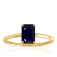 thumbnail image 1 of GemsNY September Birthstone - Dainty Emerald Cut Four Prong Blue Sapphire Solitaire Ring For Women (Grade - A | 3.00cts.), 1 of 4