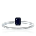 thumbnail image 1 of GemsNY September Birthstone - Dainty Emerald Cut Four Prong Blue Sapphire Solitaire Ring (Grade - A | 0.70cts.), 1 of 4