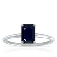 thumbnail image 1 of GemsNY September Birthstone - Dainty Emerald Cut Four Prong Blue Sapphire Solitaire Ring (Grade - A | 3.00cts.), 1 of 4