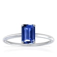 thumbnail image 1 of GemsNY September Birthstone - Dainty Emerald Cut Four Prong Blue Sapphire Solitaire Ring (Grade - AAA | 3.00cts.), 1 of 4