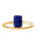 thumbnail image 1 of GemsNY September Birthstone - Dainty Emerald Cut Four Prong Blue Sapphire Solitaire Ring (Grade - AAAA | 3.00cts.), 1 of 4