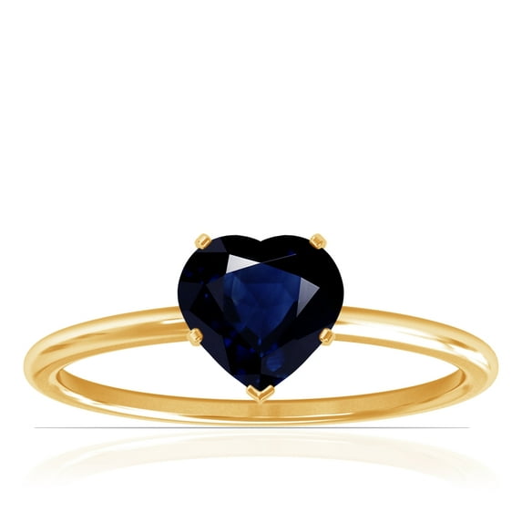 GemsNY September Birthstone - Dainty Heart Shape Four Prong Blue Sapphire Solitaire Ring For Women (Grade - AA | 0.55cts.)