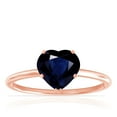 thumbnail image 1 of GemsNY September Birthstone - Dainty Heart Shape Four Prong Blue Sapphire Solitaire Ring For Women (Grade - AA | 1.00cts.), 1 of 4