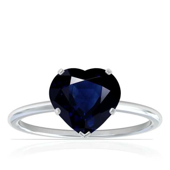 GemsNY September Birthstone - Dainty Heart Shape Four Prong Blue Sapphire Solitaire Ring (Grade - AA | 1.25cts.)