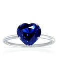 thumbnail image 1 of GemsNY September Birthstone - Dainty Heart Shape Four Prong Blue Sapphire Solitaire Ring (Grade - AAAA | 1.25cts.), 1 of 4