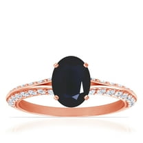 GemsNY September Birthstone - Dainty Oval Blue Sapphire Ring With Splity Shank (Grade - A | 0.83cttw)