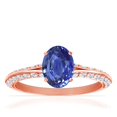 thumbnail image 1 of GemsNY September Birthstone - Dainty Oval Blue Sapphire Ring With Splity Shank (Grade - AAA | 0.83cttw), 1 of 4