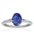 thumbnail image 1 of GemsNY September Birthstone - Dainty Oval Blue Sapphire Ring With Splity Shank (Grade - AAA | 1.18cttw), 1 of 4