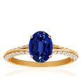 thumbnail image 1 of GemsNY September Birthstone - Dainty Oval Blue Sapphire Ring With Splity Shank (Grade - AAAA | 1.18cttw), 1 of 4