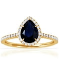 thumbnail image 1 of GemsNY September Birthstone - Dainty Pear Shape Blue Sapphire Halo Ring with Pave Set Diamonds (Grade - A | 1.60cttw), 1 of 4