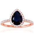 thumbnail image 1 of GemsNY September Birthstone - Dainty Pear Shape Blue Sapphire Halo Ring with Pave Set Diamonds (Grade - A | 2.35cttw), 1 of 4