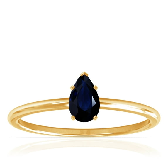 GemsNY September Birthstone - Dainty Pear Shape Four Prong Blue Sapphire Solitaire Ring For Women (Grade - A | 0.85cts.)