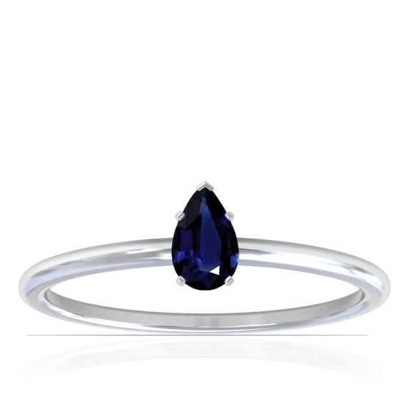 GemsNY September Birthstone - Dainty Pear Shape Four Prong Blue Sapphire Solitaire Ring For Women (Grade - AA | 0.50cts.)