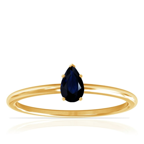 GemsNY September Birthstone - Dainty Pear Shape Four Prong Blue Sapphire Solitaire Ring (Grade - A | 0.50cts.)