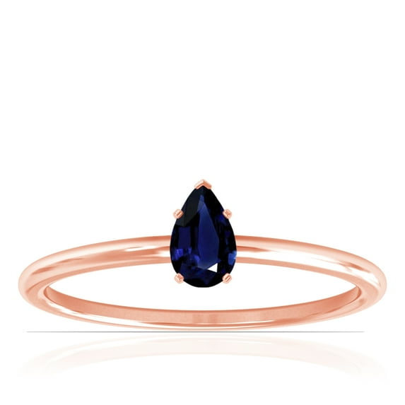 GemsNY September Birthstone - Dainty Pear Shape Four Prong Blue Sapphire Solitaire Ring (Grade - AA | 0.50cts.)