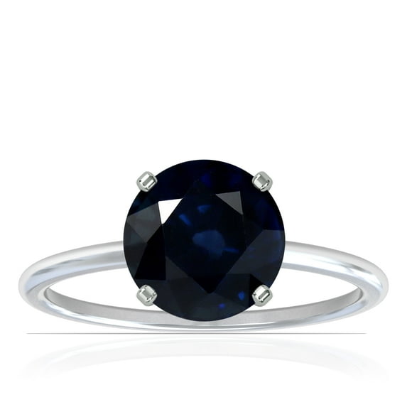 GemsNY September Birthstone - Dainty Round Four Prong Blue Sapphire Solitaire Ring For Women (Grade - A | 1.55cts.)