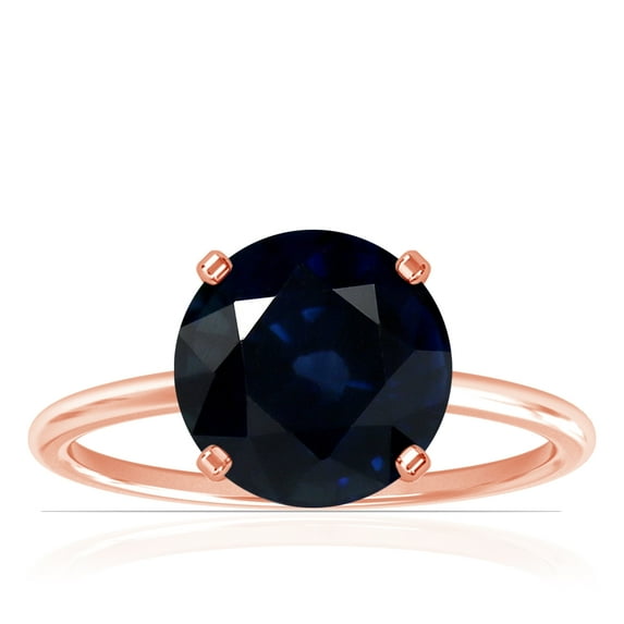 GemsNY September Birthstone - Dainty Round Four Prong Blue Sapphire Solitaire Ring (Grade - A | 2.25cts.)
