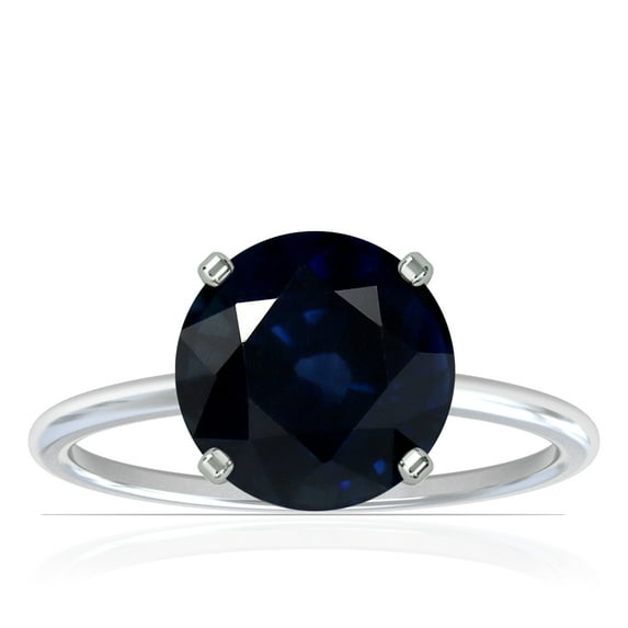GemsNY September Birthstone - Dainty Round Four Prong Blue Sapphire Solitaire Ring (Grade - A | 2.25cts.)